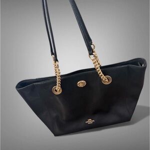 Coach Black Shoulder Bag with Gold Chain